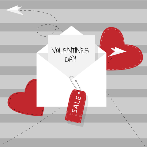 Love Letter and Red Hearts Valentine's Day Sale Template